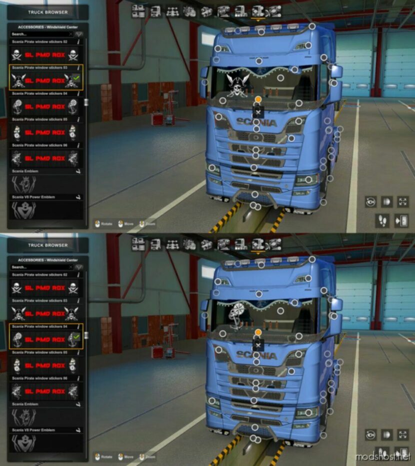 ETS2 Scania Part Mod: Pirate Window Stickers (Featured)