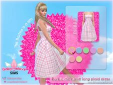 Sims 4 Clothes Mod: Barbie the movie gingham dress outfit, SET (Image #4)