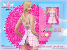 Sims 4 Clothes Mod: Barbie the movie gingham beach dress (Image #2)