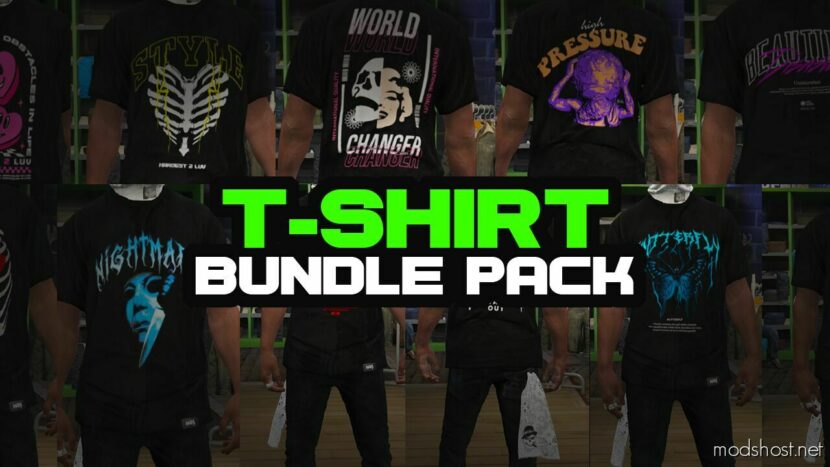 GTA 5 Player Mod: Streetwear T-Shirt Pack For Male (Fivem Ready) (Featured)