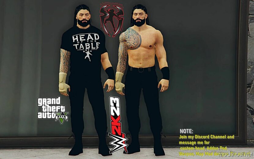 GTA 5 Player Mod: Wwe-Roman Reigns (2K23)Add-On PED / Fivem (Featured)