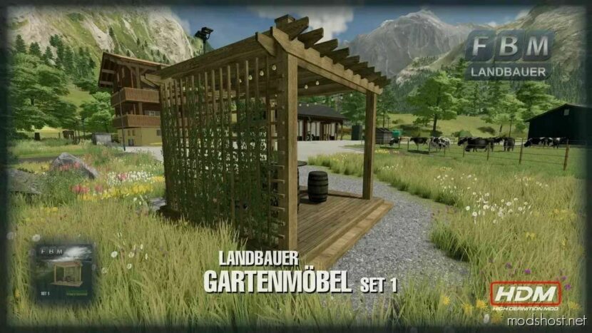 FS22 Placeable Mod: Garden Furniture SET 1 (Featured)