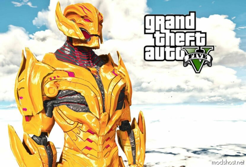 GTA 5 Player Mod: Gold Ultron Add-On PED (Featured)