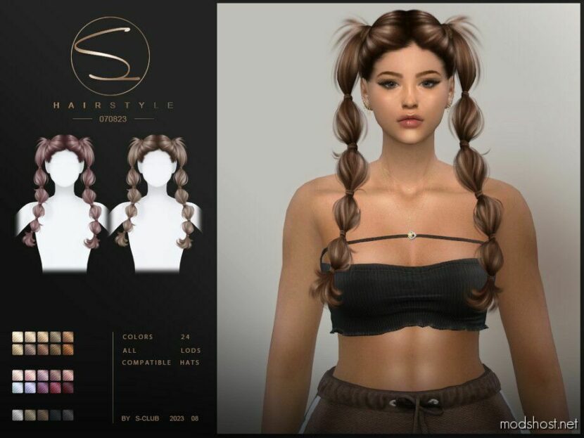 Sims 4 Mod: Double Bubble Braid Hairstyle (Jacline 070823) (Featured)