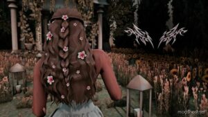 GTA 5 Player Mod: Long Hair With Flowers Pink For MP Female (Image #2)