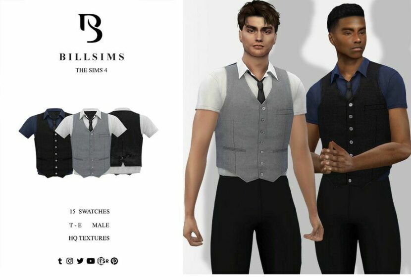 Sims 4 Teen Clothes Mod: Short Sleeve Shirt With Vest (Featured)