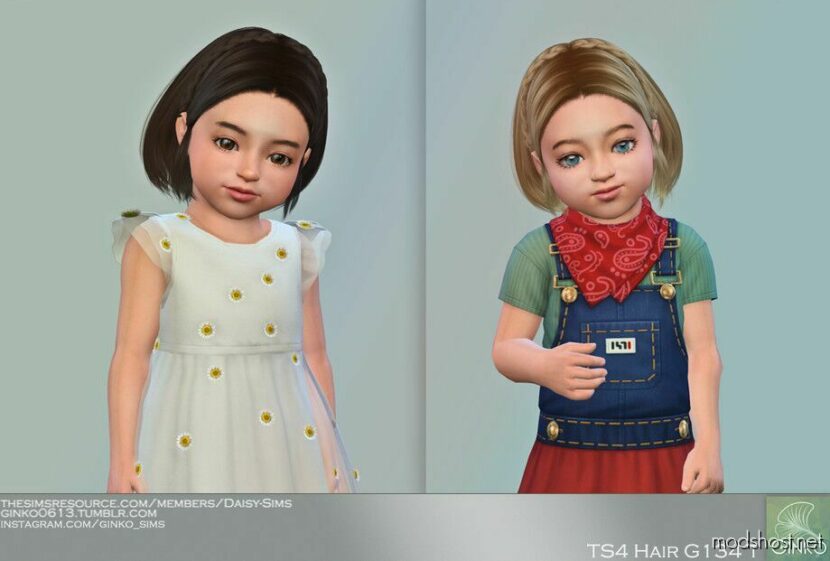 Sims 4 Female Mod: BOB Hairstyle With Braids For Toddlers – G134T (Featured)