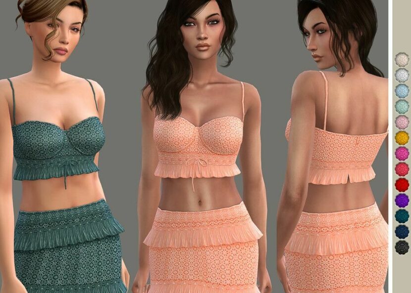 Sims 4 Female Clothes Mod: Eyelet Corset SET36-5 (Featured)