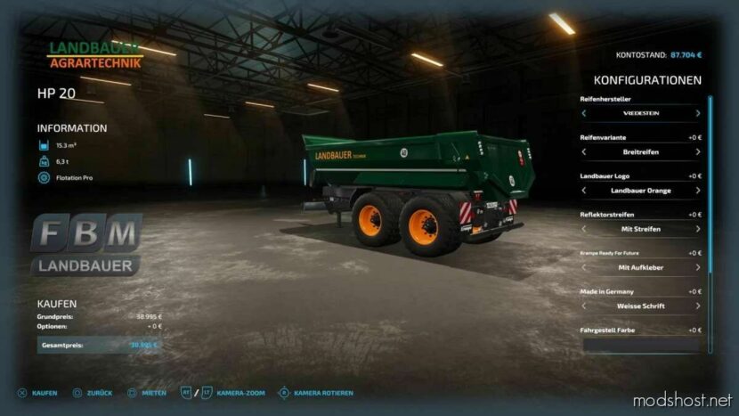 FS22 Trailer Mod: Landbauer HP20 V1.1 (Featured)