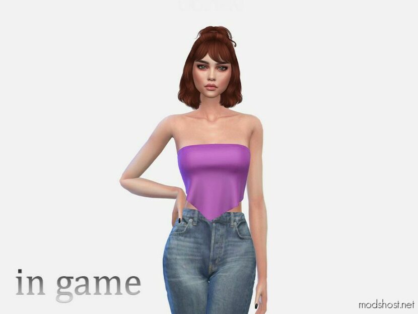 Sims 4 Female Clothes Mod: TIE Back Scarf TOP (Featured)