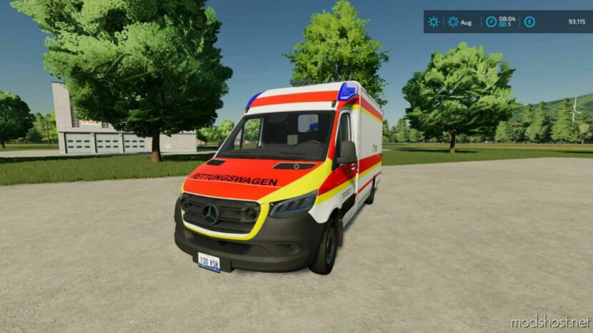 FS22 Mercedes-Benz Vehicle Mod: Mercedes Benz Sprinter Strobel Ambulance V1.0.0.1 (Featured)