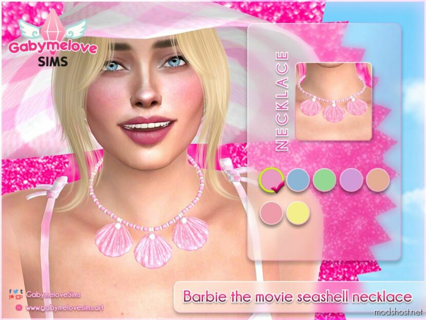 Sims 4 Accessory Mod: Barbie the movie seashell necklace (Featured)