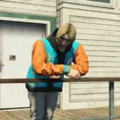 GTA 5 Player Mod: OFF White Leather Varsity Jackets For MP Male (Image #2)