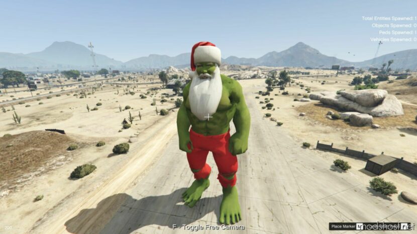 GTA 5 Player Mod: Santa Hulk Claus Add-On PED (Featured)