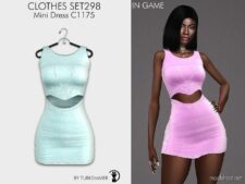 Sims 4 Elder Clothes Mod: Mini Dress, Bodycon Mini Skirt, Hem Tank Top (Recolor) SET298 (Image #2)