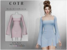 Sims 4 Female Clothes Mod: Side Slit Dress D-267 (Featured)