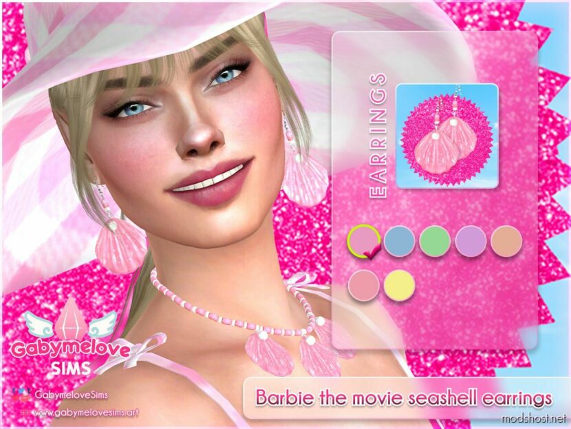 Sims 4 Accessory Mod: Barbie the movie seashell earrings (Featured)