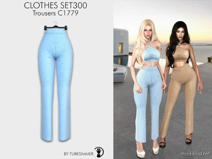 Sims 4 Bottoms Clothes Mod: Halter Top & Trousers SET300 (Featured)