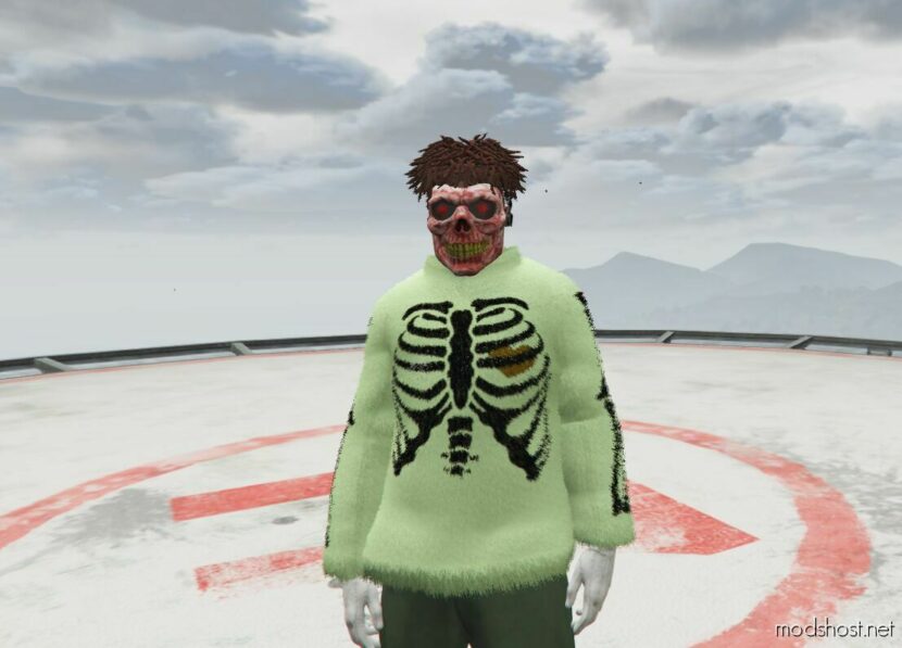 GTA 5 Player Mod: Fluffy Sweater «Bones» For MP Male & Female (Featured)