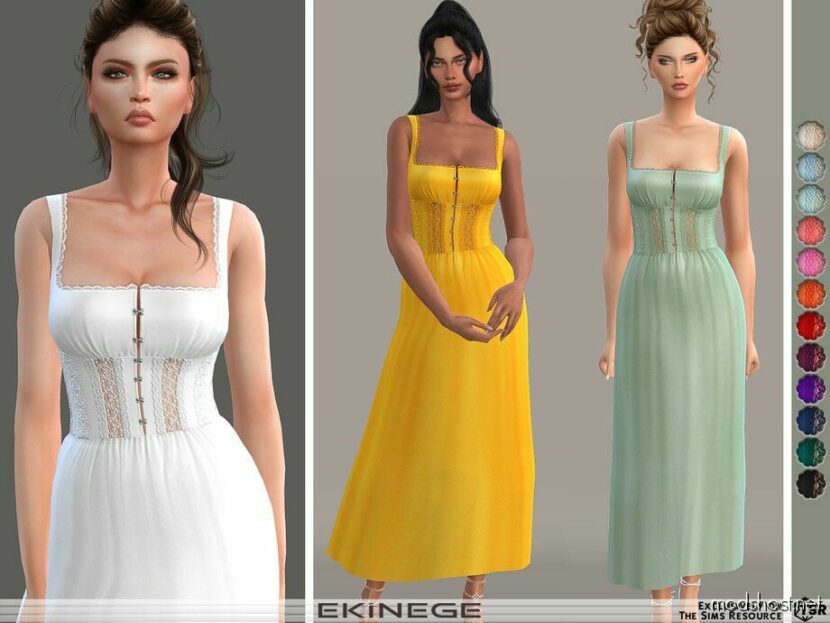 Sims 4 Adult Clothes Mod: Lace Trim Midi Dress (Featured)