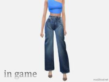 Sims 4 Teen Clothes Mod: MOM FIT High Waist Denim Jean (Image #2)