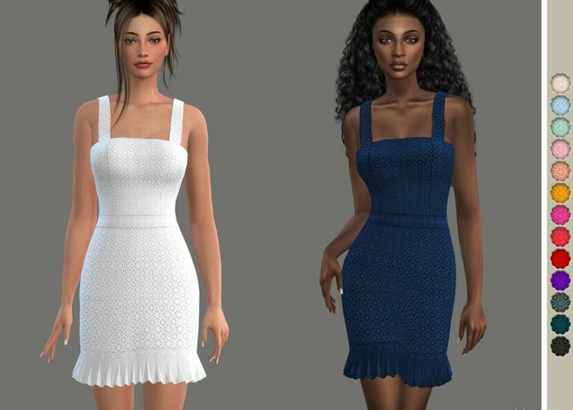 Sims 4 Adult Clothes Mod: Eyelet Dress – SET36-7 (Featured)