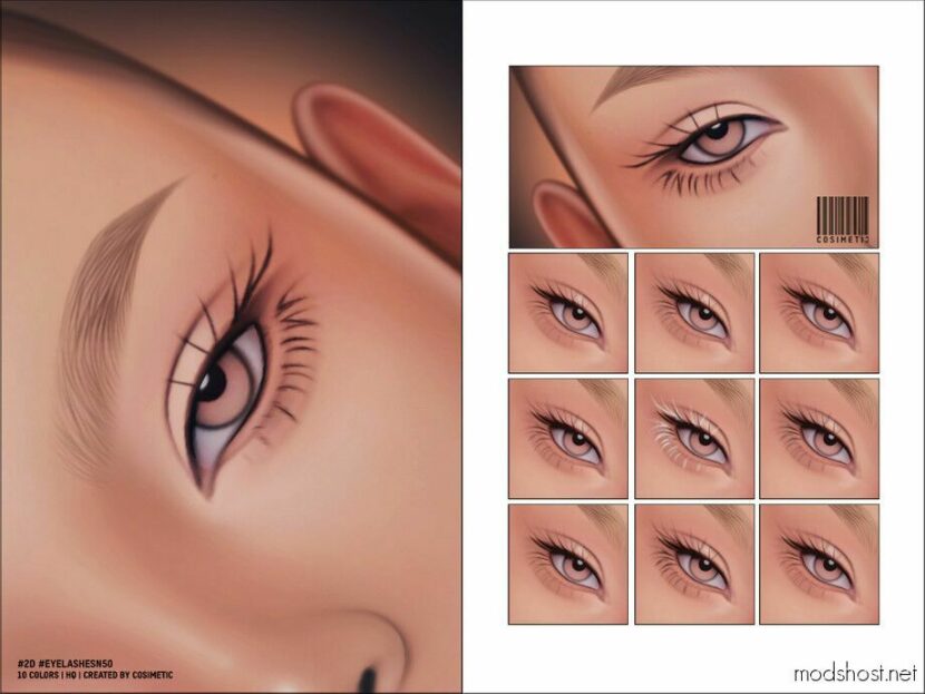 Sims 4 Female Makeup Mod: Maxis Match 2D Eyelashes N50 (Featured)