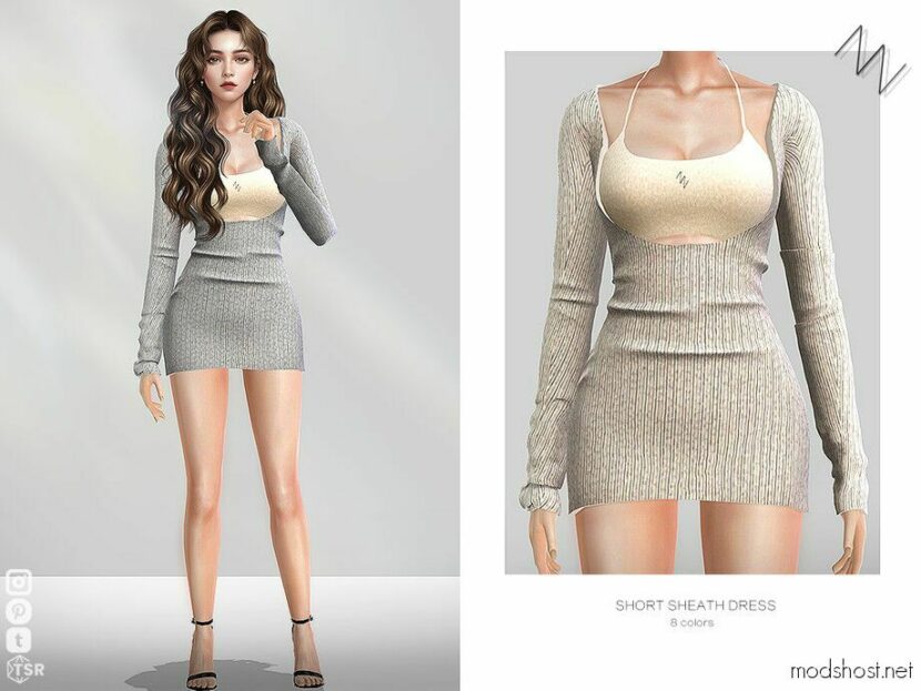 Sims 4 Dress Clothes Mod: Short Sheath Dress (Featured)