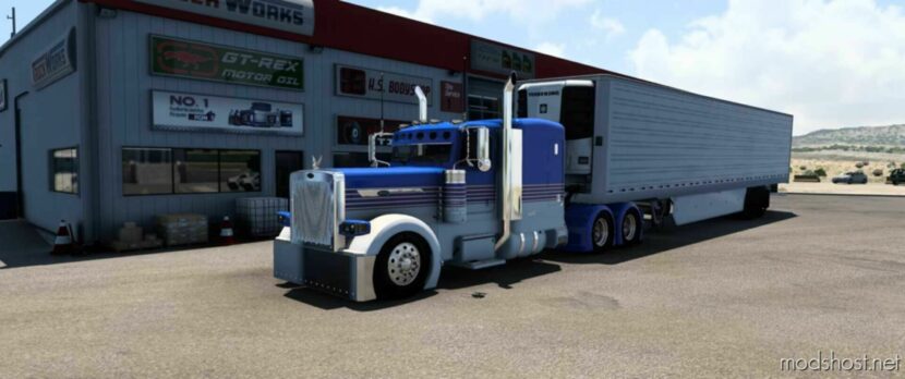 ATS Peterbilt Mod: 389 Pinga White And Blue Skin 1.48 (Featured)