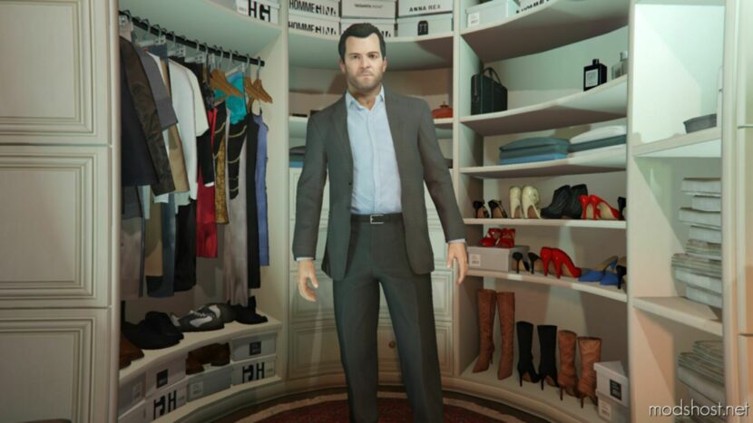 GTA 5 Player Mod: Michael’s Alternative Suit Jacket Textures Replace V1.1 (Featured)