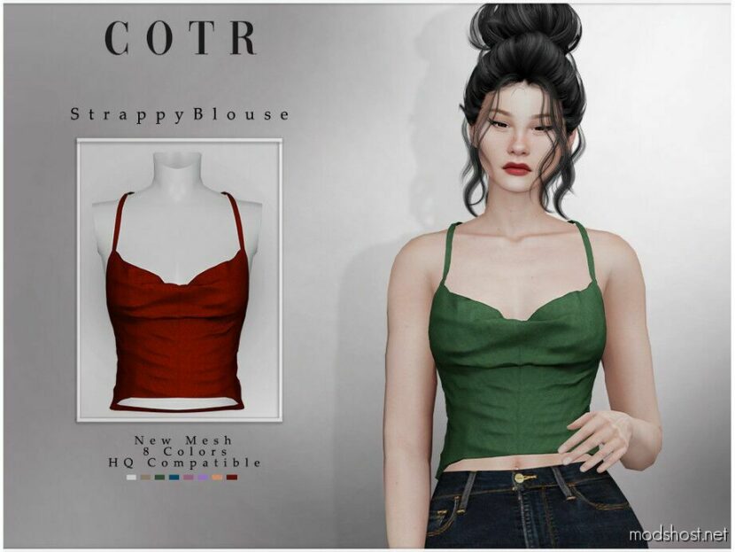 Sims 4 Everyday Clothes Mod: Strappy Blouse T-498 (Featured)