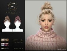 Sims 4 Female Mod: Cute Updo Hairstyle (Jade 050923) (Featured)