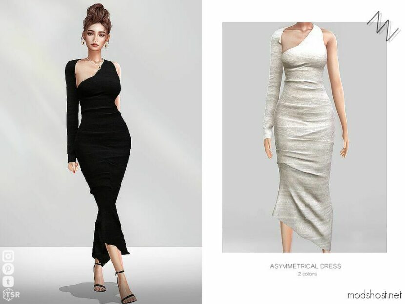 Sims 4 Formal Clothes Mod: Asymmetrical Dress (Featured)