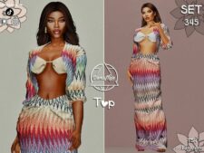 Sims 4 Elder Clothes Mod: GEO Print Cardigan And Swimwear + Print Skirt – SET 345 (Featured)