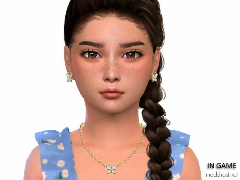 Sims 4 Female Accessory Mod: Butterfly Diamond Necklace For Children (Featured)