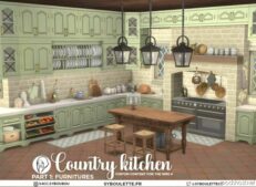 Sims 4 Interior Mod: Country Kitchen – Range Cooking Stove (Featured)