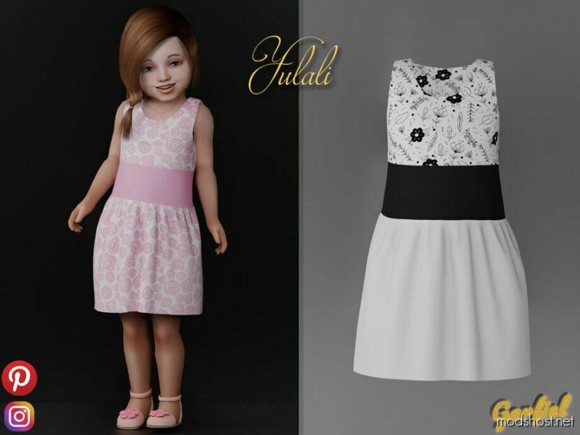 Sims 4 Dress Clothes Mod: Yulali – Dress With Floral Pattern (Featured)