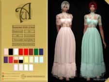 Sims 4 Elder Clothes Mod: Sweetest Wish – Elegant Dress With Lace (Featured)