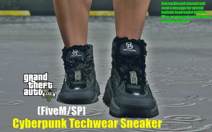 GTA 5 Player Mod: Cyberpunk Techwear Sneaker For MP Male (Featured)