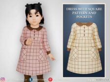 Sims 4 Kid Clothes Mod: Dress With Square Pattern And Pockets (Featured)