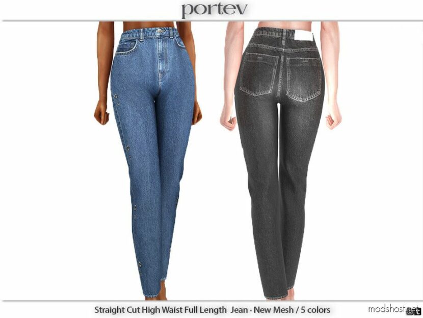 Sims 4 Female Clothes Mod: Straight CUT High Waist Full Length Jean (Featured)