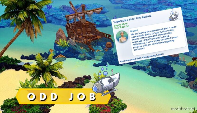 Sims 4 Career Mod: Submersible Pilot Odd Job (Featured)