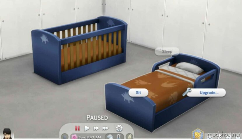 Sims 4 Object Mod: Upgradeable Kindermade Kindercrib And Short And Stout BED (Featured)