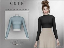 Sims 4 Everyday Clothes Mod: Long Sleeve Blouse T-507 (Featured)