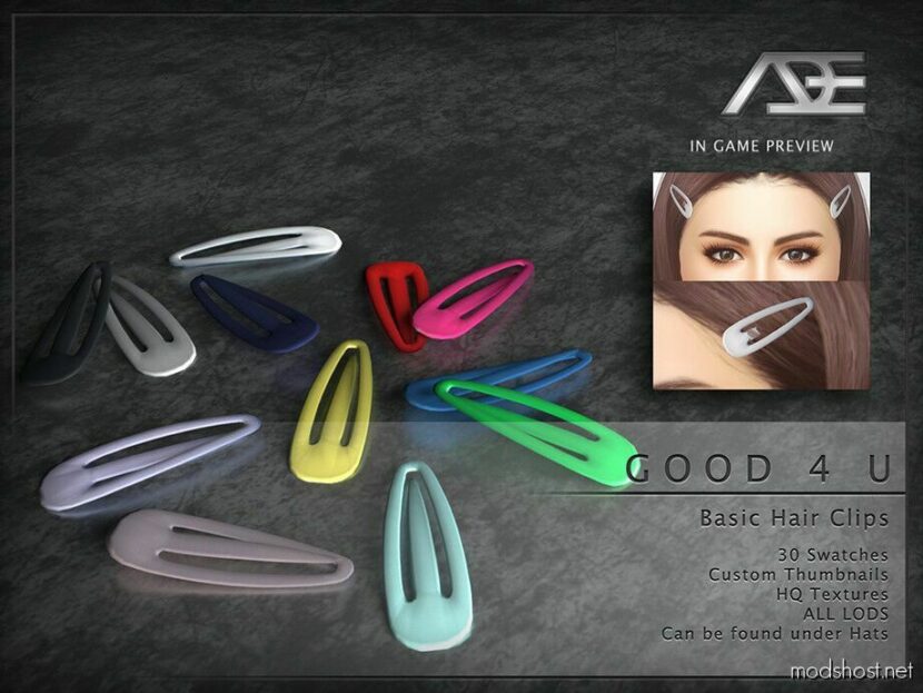 Sims 4 Female Accessory Mod: Good 4 U Basic Hair Clips (HAT) (Featured)