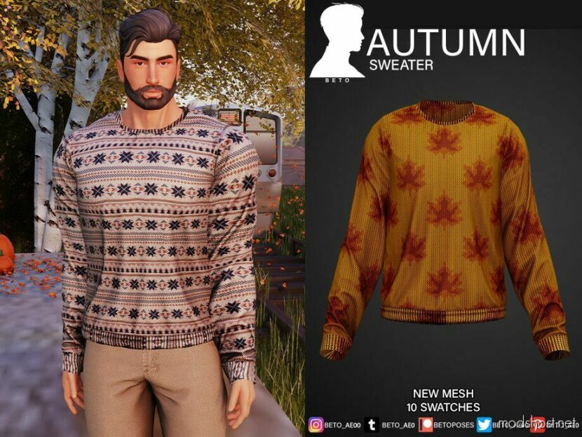 Sims 4 Male Clothes Mod: Autumn Sweater (Featured)