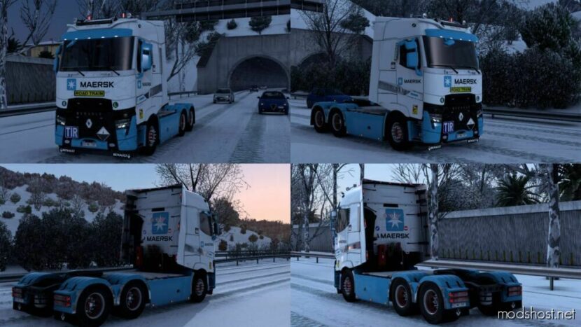 ETS2 Renault Mod: Skin Maersk Renault T By Rodonitcho Mods 1.48 (Featured)