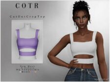 Sims 4 Clothes Mod: CUT OUT Crop TOP T-509 (Featured)