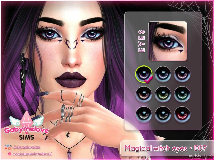 Sims 4 Mod: Magical witch eyes • E07, contact lenses | Halloween CC (Featured)