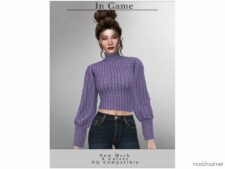 Sims 4 Everyday Clothes Mod: Long Sleeve Sweater T-494 (Image #2)